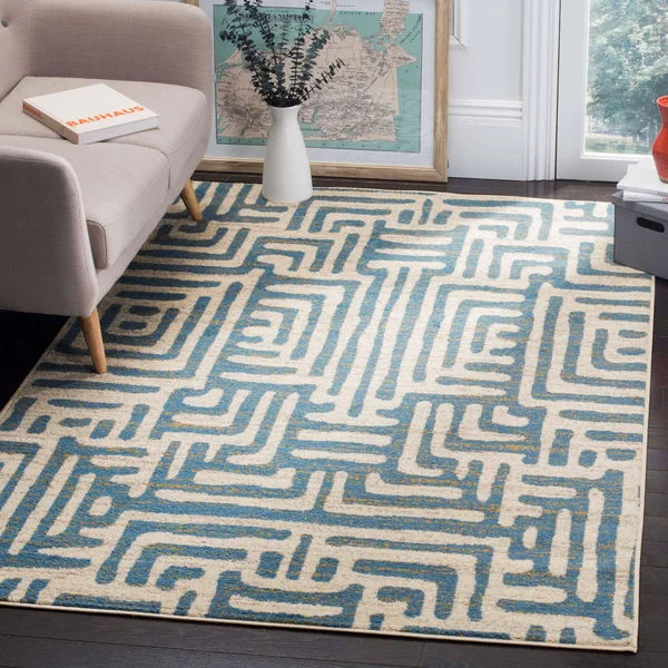Safavieh Amsterdam AMS106C Ivory - Light Blue Rug 6&7x22 x 6&7x22 Square