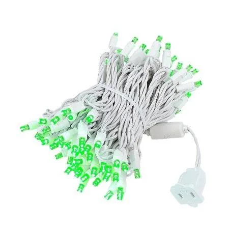100 Light LED Christmas Mini Light Set, Outdoor Lighting Wedding Patio String Lights, Green, White WIRE, 34 Feet, Novelty Lights