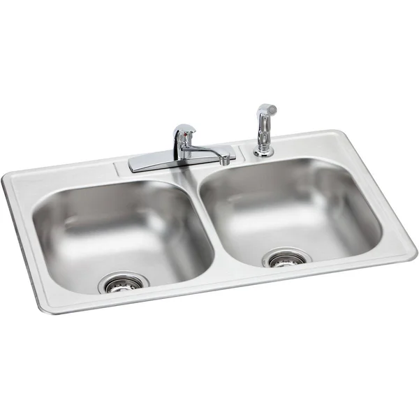 Elkay K233224DF Dayton Stainless Steel Double Bowl Sink Package