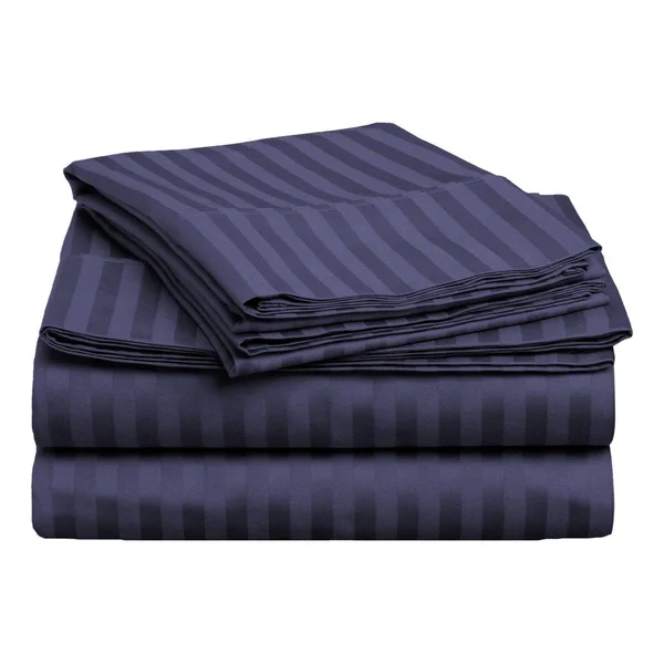 Superior 400 Thread Count Deep Pocket Stripe Cotton Sateen Sheet Set (King, White)