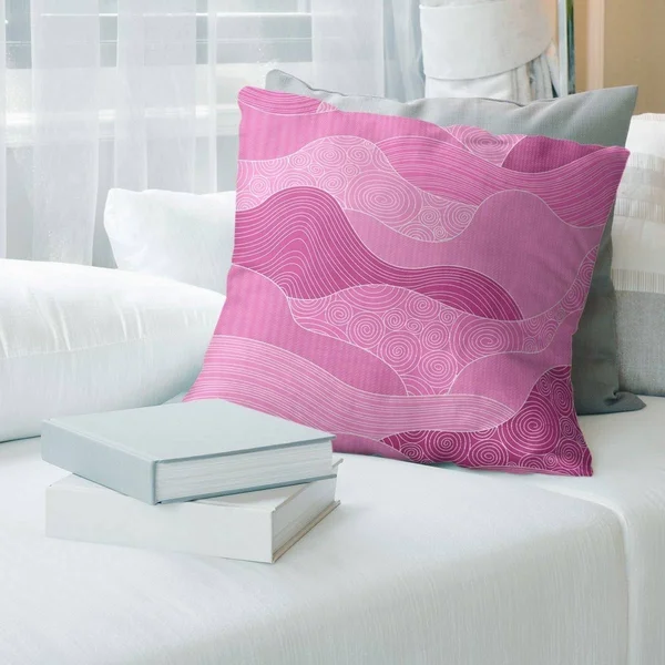 Porch & den Camellia Classic Waves Throw Pillow - 18 x 18 - Pink - Linen