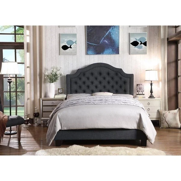 Rosevera Angelo Upholstered Platform Bed - Full Size in Gray