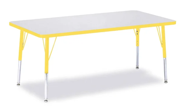 Jonti-Craft 6408JCE007 Berries Gray and Yellow 30x22 x 60x22 Elementary Rectangle Activity Table