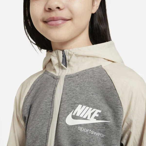 Nike Girls& Sportswear Heritage Full Zip Hoodie - L (Large)