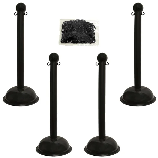 Mr. Chain Heavy-Duty Stanchion and Chain Kit in Black 71303-4
