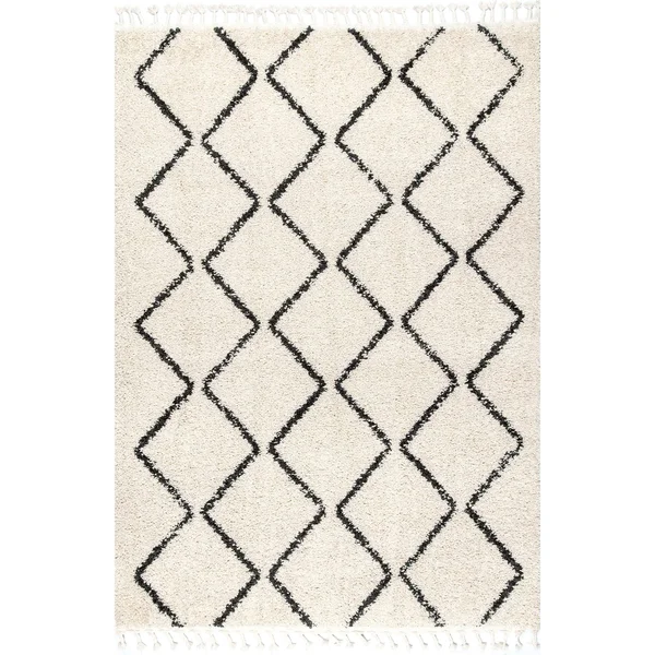 nuLOOM Michelle Diamond Trellis Shag Area Rug, 10& x 14&, Off-White