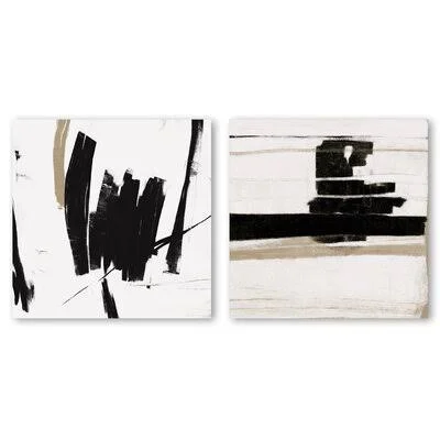 &Black and White Abstract& 2 Piece Print Set on Canvas East Urban Home Size: 16x22 H x 16x22 W x 1.5x22 D