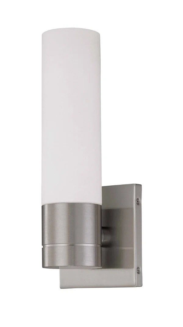 Nuvo Lighting 60/3953 Link 1-Light Tube Wall Sconce with White Glass - Brushed Nickel