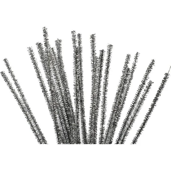 Creativ Company Pipe Cleaners - Thickness 6 mm, L: 30 cm, 24 Pcs, Silver