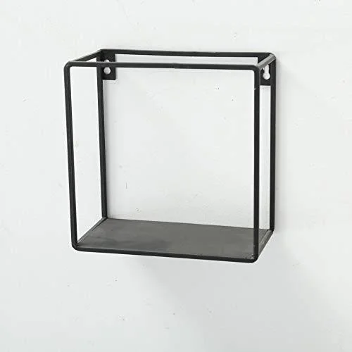 Whole House Worlds Industrial Chic Box Floating Shelves - 3 Wall Mounted Pieces, Black Iron, 7 3/4-6 Inches Square, by WHW