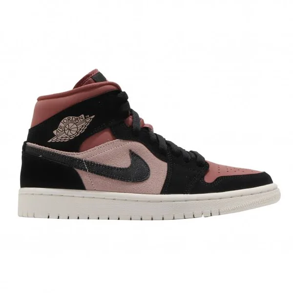 Jordan AJ 1 Mid - Womens Casual Basketball - Particle Beige/Black/Canyon Rust - Size 8.0
