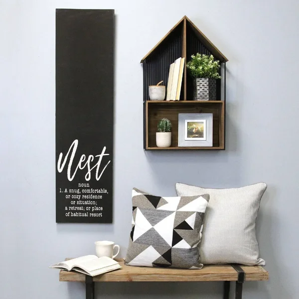 11.81x22 x 1.18x22 x 44.09x22 Black MDF Wall Art