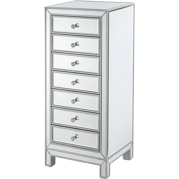 Elegant MF72047 Lingerie Chest 7 Drawers 18in. W x 15in. D x 42in. H in Antique Silver Paint