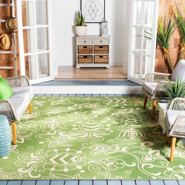 Safavieh Beach House Rug Collection BHS246Y - Green - Beige - 8& x 10&