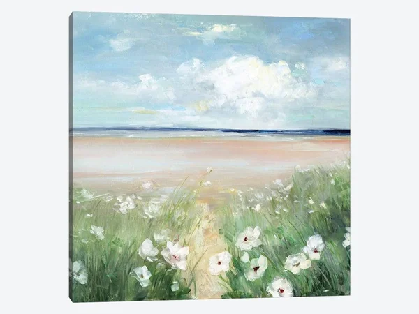 Ocean Wildflowers by Sally Swatland - Painting Print iCanvas Format: Wrapped Canvas - Matte Color: No Matte, Size: 26x22 H x 26x2