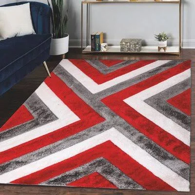 Hajredin Geometric Red/Gray Area Rug Latitude Run Rug Size: Rectangle 5' x 7'