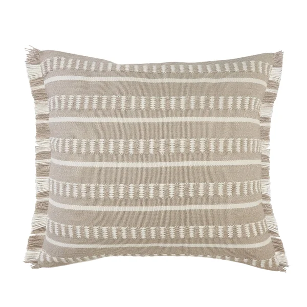 Dash Geometric Indoor Outdoor Throw Pillow - Taupe/White