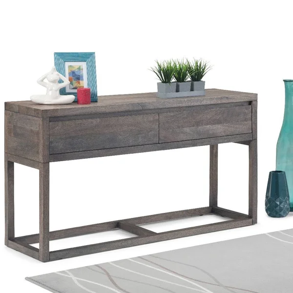 Simpli Home Cornell Console Table in Barnwood Brown