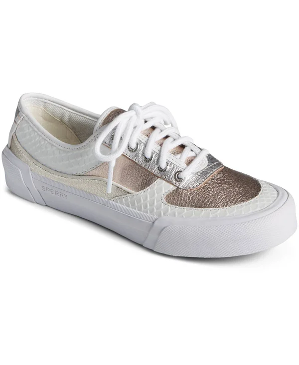 Women's Sperry Crest Vibe Metallic Sneaker White/Gold - Size 8.5M