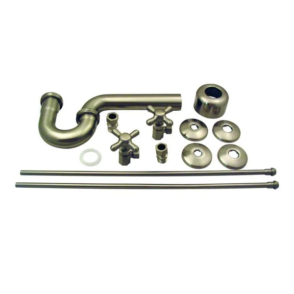 Westbrass D1838L-07 Traditional Pedestal Lavatory Kit - Cross Handles - Satin Nickel