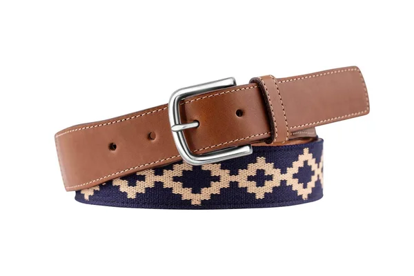 Men's Genuine Leather Woven Belt - Corbina Navy Blue - La Matera