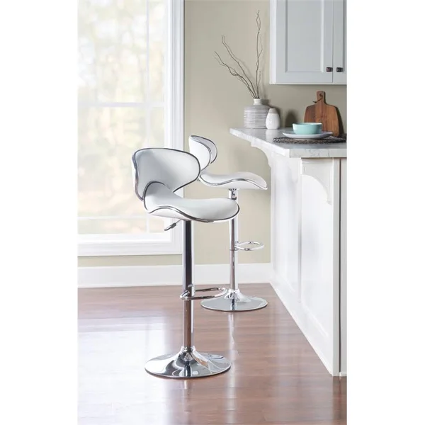 Powell Adjustable Bar Stool - White