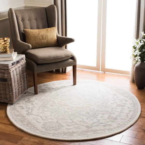 Safavieh Micro Loop 503 Area Rug, Ivory, Beige, 5' x 5' Round