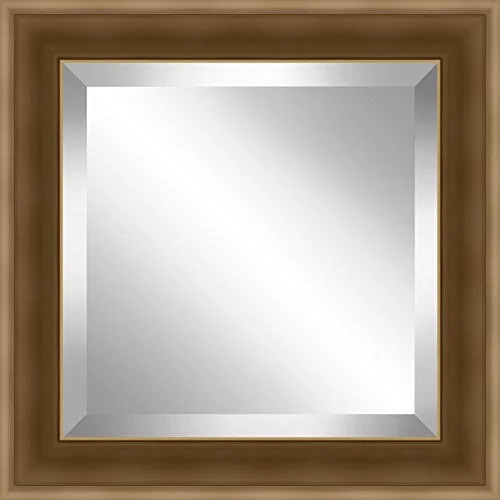 Ashton Art & dcor Brushed Gold Framed Beveled Plate Glass Mirror, 24 by 24-Inch