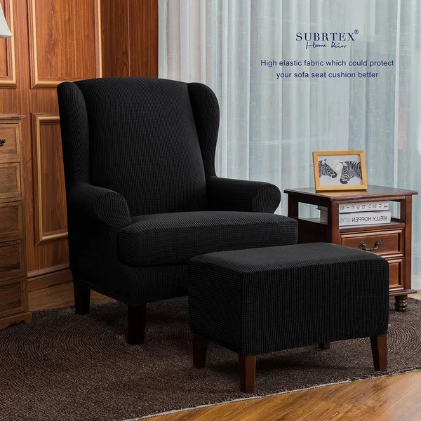 Bridie Wingback Chair Slipcover - Subrtex Standard - Sand Plaid