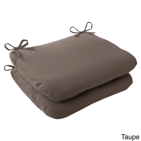 Pillow Perfect Outdoor Forsyth Rounded Seat CUSHION, Green, Set of 2