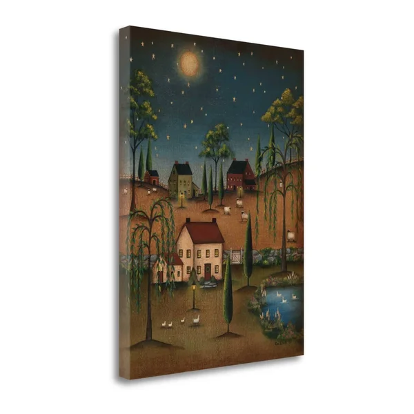 Village Full Moon by Kim Lewis, Fine Art Print on Gallery Canvas