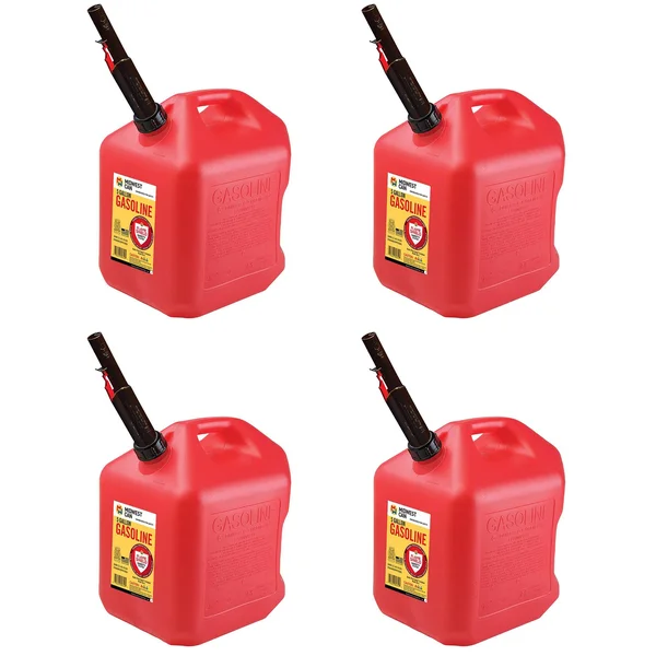 Midwest Can Company 5610 5 Gallon GAS Can Fuel Container Jugs w/ Spout (4 Pack)