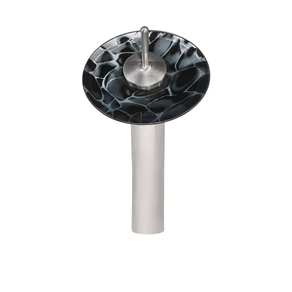 Novatto Tartaruga Glass Vessel Bathroom Sink Set, Brushed Nickel