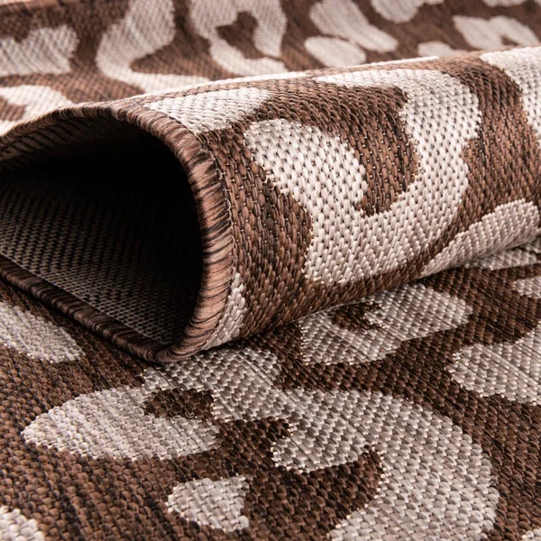 Outdoor Safari 10 ft Runner Brown Area Rug Indoor Outdoor Rug