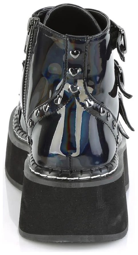 Demonia Women's Emily 315 Ankle Boot - Size: 11, Black Hologram Vegan Leather