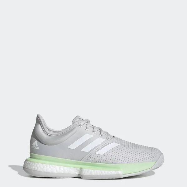 Adidas Women's SoleCourt Boost Tennis Shoes - White/Green - Size 5.5