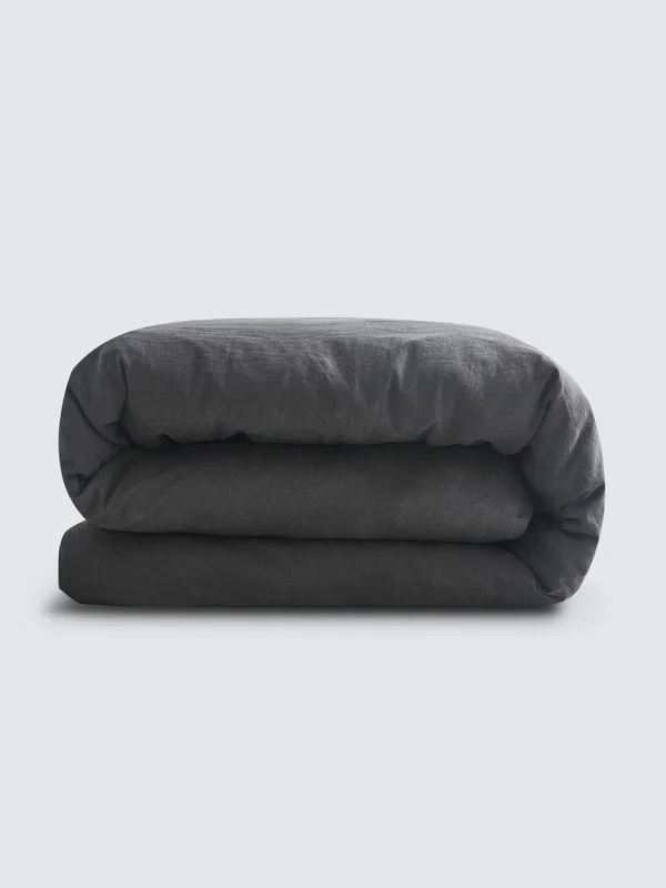 Sijo Slate Full, Queen French Linen Duvet COVER, Grey
