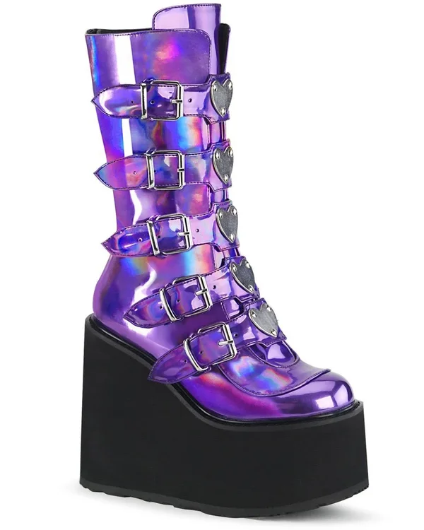 Women's Demonia Swing 230 Platform Mid-Calf Boot - Size: 7, Purple
