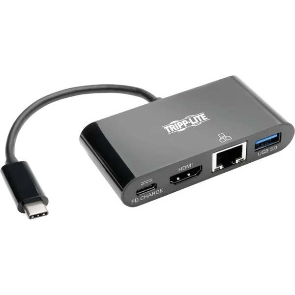 Tripp Lite USB C to HDMI Multiport Video Adapter Converter with USB-A Hub, USB-C PD Charging, Gigabit Ethernet Port, USB Type C