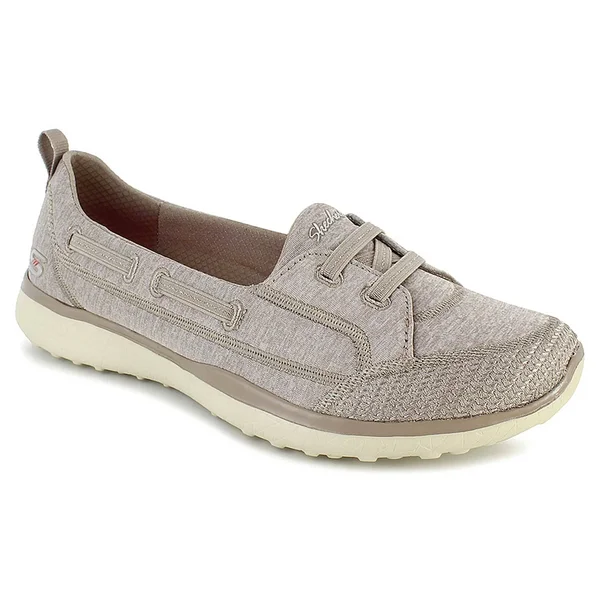 Skechers Microburst Washable Bungee Slip-On Shoes -Topnotch - Size 7 Wide, Taupe