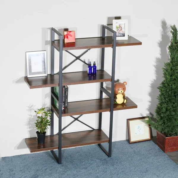 4 Shelf Display Bookcase by Davee Furniture Inc, Size: 56.69 H x 47.24 W x 11.34 D, Brown