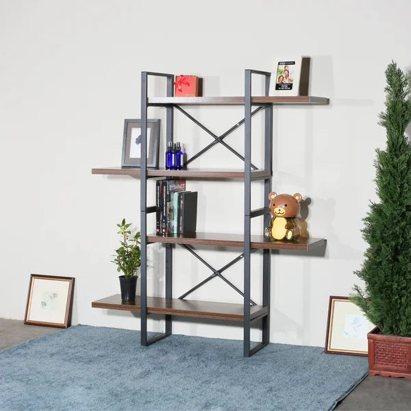 4 Shelf Display Bookcase by Davee Furniture Inc, Size: 56.69 H x 47.24 W x 11.34 D, Brown