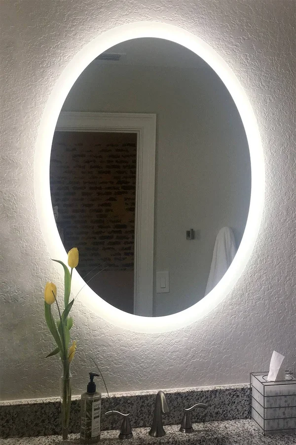 Side-Lighted LED Bathroom Vanity Mirror: 20x22 Wide x 28x22 Tall - Oval - Wall-Mounted
