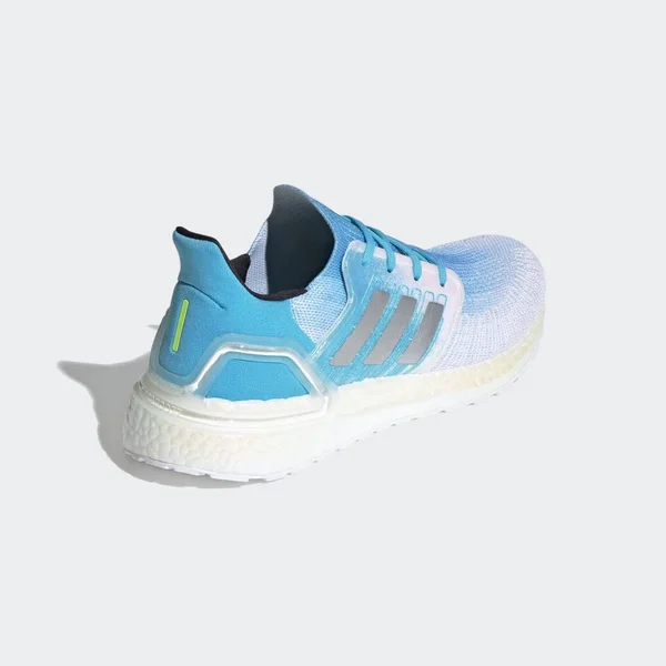 Adidas Ultraboost 20 White/Silver/Signal Cyan Men's Running Shoes, Size: 11.5