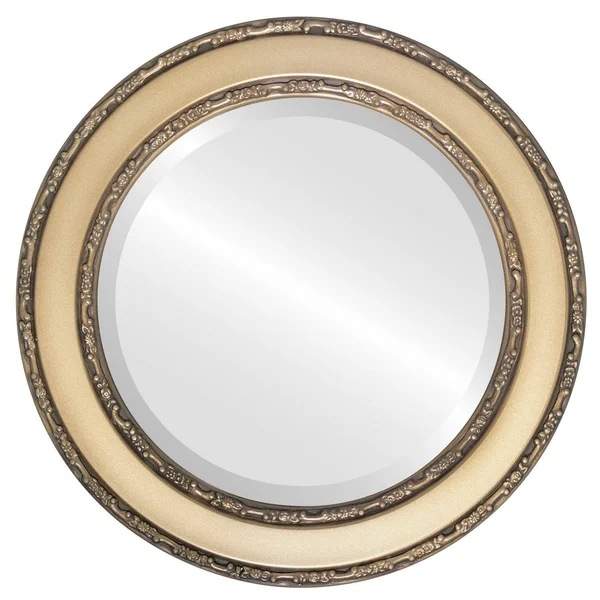 Monticello Framed Round Mirror in Desert Gold - Brown/Dark Gold (33x33)