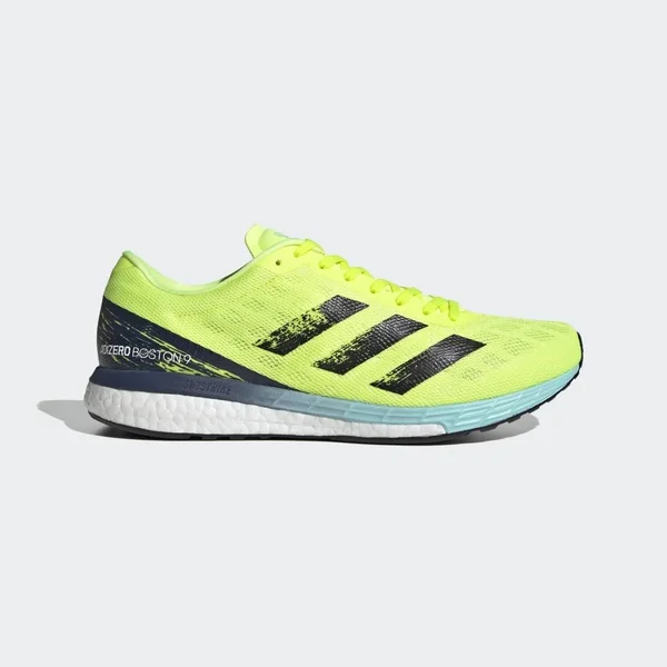 Adidas Adizero Boston 9 Shoes - Men's - Solar Yellow - Core Black, Blue - 8.5