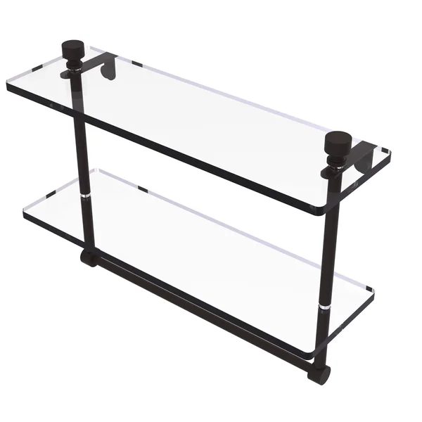 Allied Brass Foxtrot Collection Two Tiered Glass Shelf with Integrated Towel Bar - Antique Copper - 22 inch