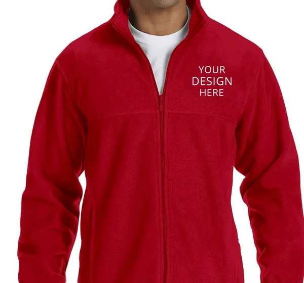 Custom Embroidered Harriton Men's 8 oz. Full-Zip Fleece Jacket - Size: Xs, Red