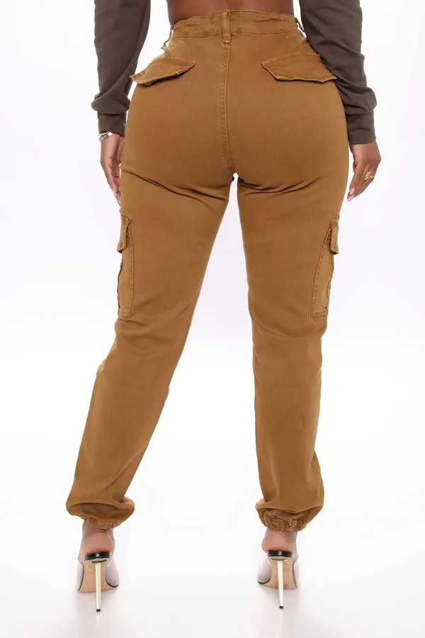 Womens Yes Ma&am Cargo Jogger Pant in Tan Size 2x by Fashion Nova