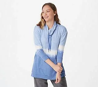 Koolaburra by Ugg Brushed Back French 3/4 Sleeve Pullover, Size 1X, BlueOmbreStripe